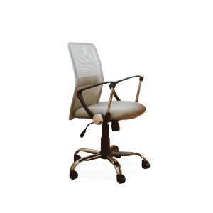 Silla de trabajo beige con reposabrazos